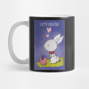 Happy Valentine with a cute rabbit thinking about his love Mug